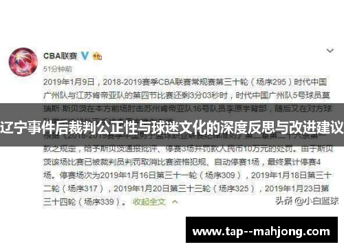 辽宁事件后裁判公正性与球迷文化的深度反思与改进建议